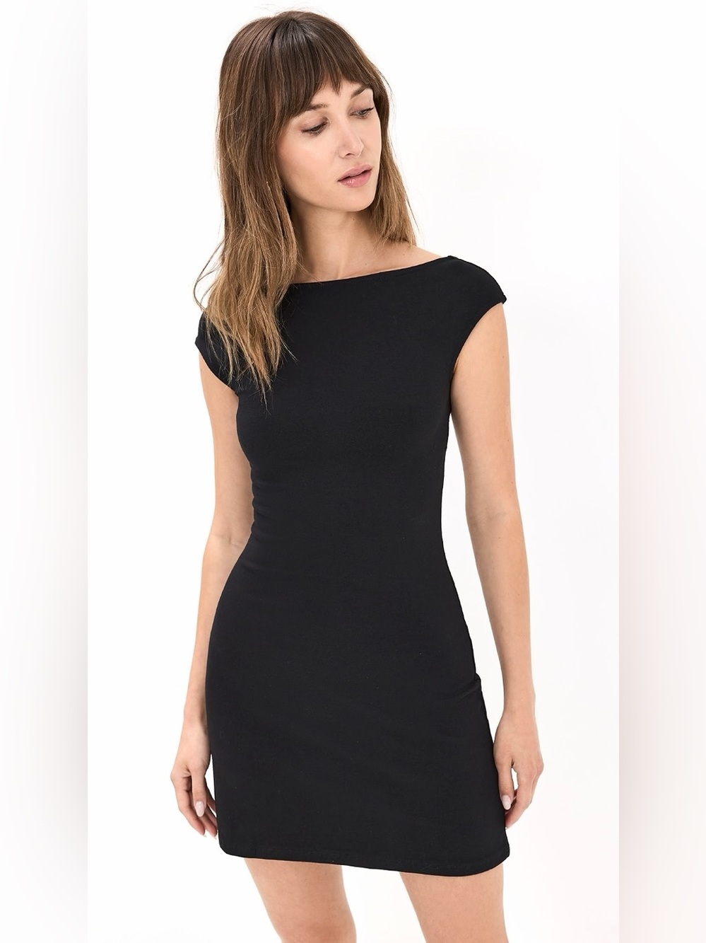 REFORMATION Soleil Knit Dress Black Open Back Mini NWT M